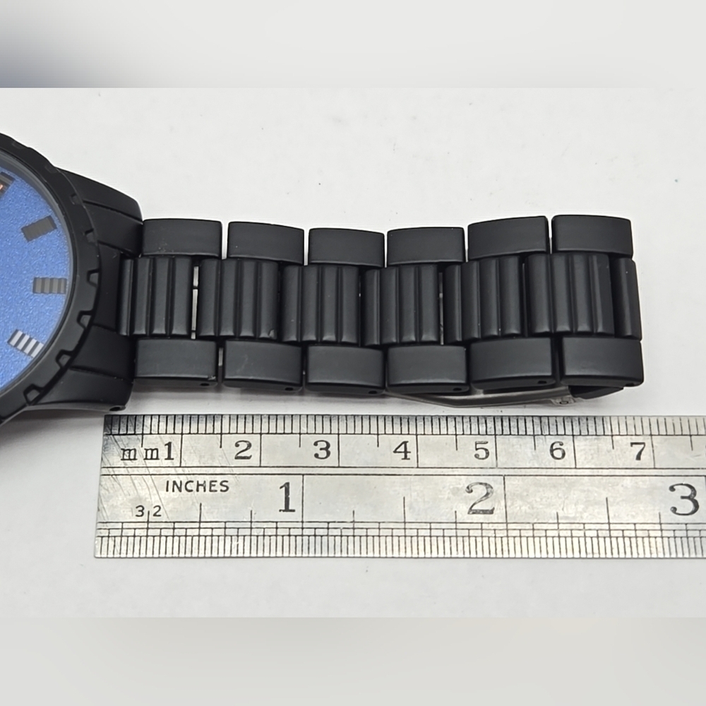 Mens Sean John Urbin 43mm Black Blue Watch SJ0001BKB New Battery Quartz Analog - Picture 8 of 10